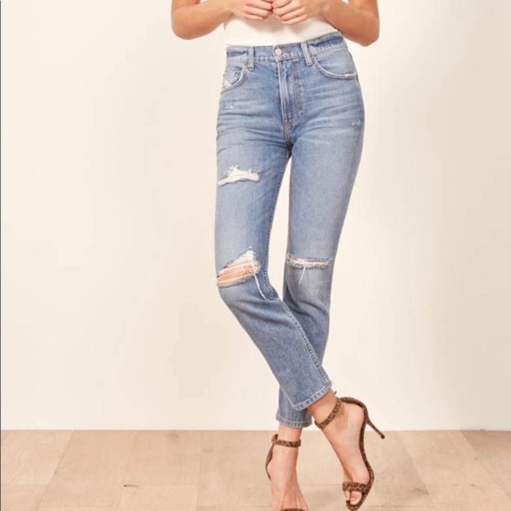 Reformation Julia High Cigarette Jean Destroyed
